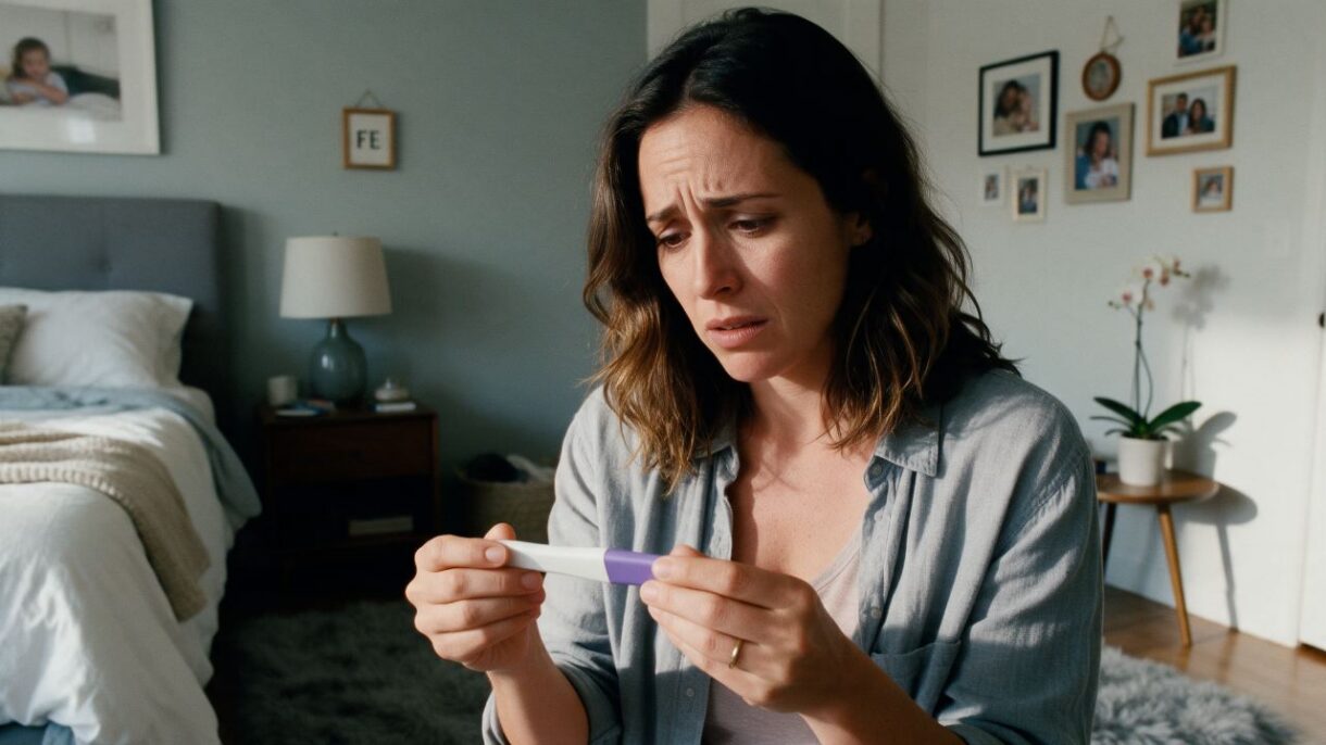Mujer adulta preocupada por problemas de fertilidad.