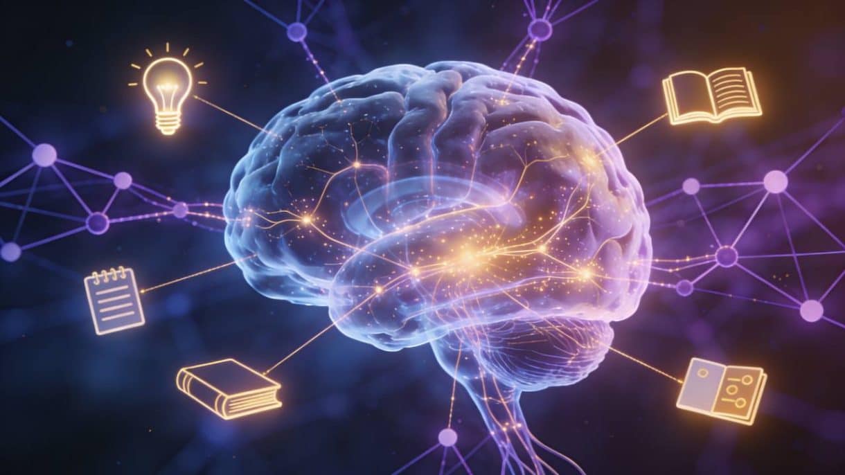 Cerebro humano mostrando procesos de memoria y aprendizaje
